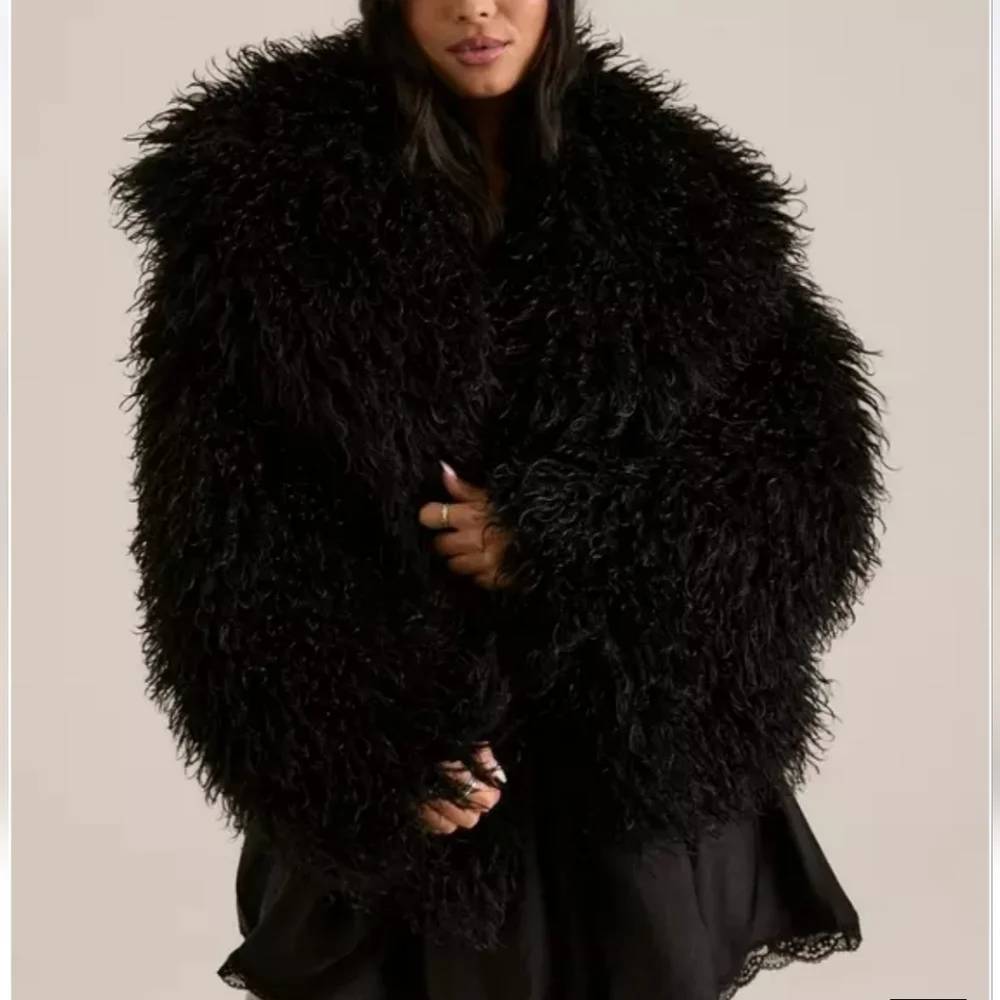Torrid Festi Black Wide Collar Faux Fur Jacket - Picture 1 of 7